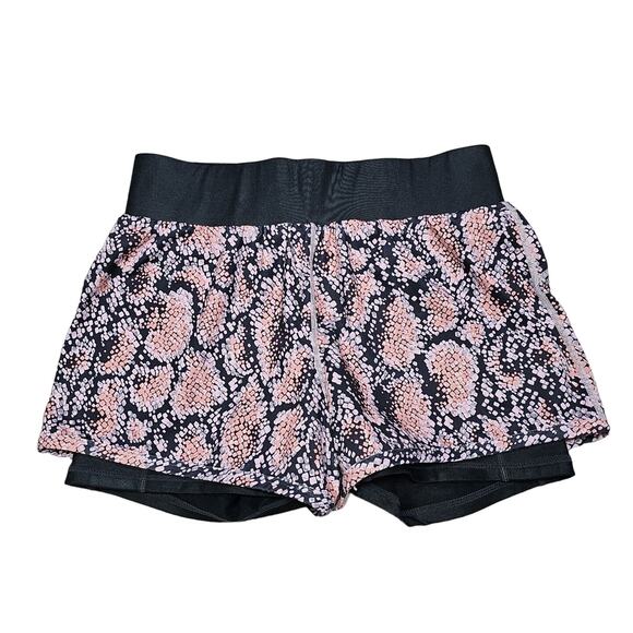 Fabletics Olesia Shine Shorts Stretch Pink Black Snakeskin Animal Print Running - Picture 1 of 10